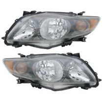 2009 - 2010 Toyota Corolla   Headlight with Black Housing Pair